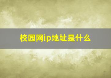 校园网ip地址是什么